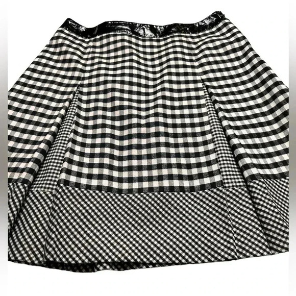 Tristan checkered flared skirt, pleather waistband  detail, Medium - Picture 3 of 7